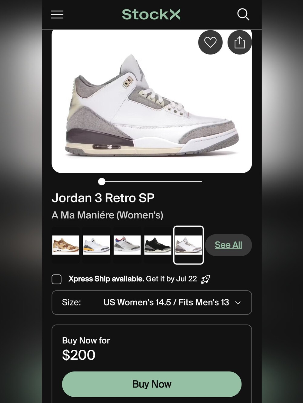 Jordan 3 Retro SP ♤ A Ma Maniere / Raised By Women ♤ DH3434-110 ♤ Mens 13 ♤ RARE - Picture 7 of 7